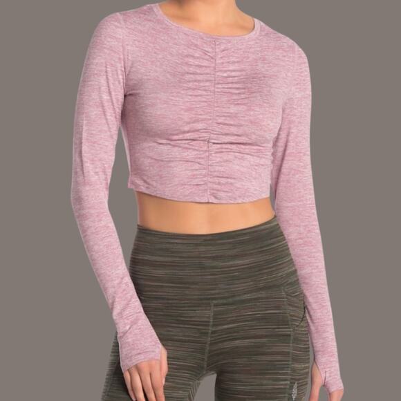 Free People Movement Swerve Crop Top Heather Mauve Small - Picture 2 of 11
